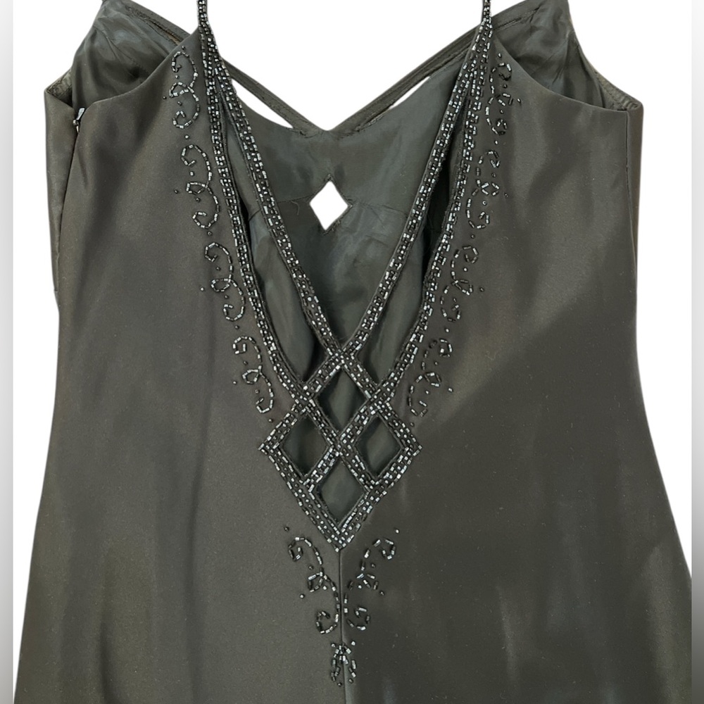 LN Dave & Johnny Laura Ryner Slip beaded gown dress black Christmas 10 11 12 - Picture 11 of 11